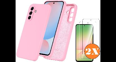 Hoesje geschikt voor Samsung Galaxy A56 Hoesje siliconen Licht Roze siliconen hoesje TPU - met Samsung A56 Screenprotector - 2 stuks