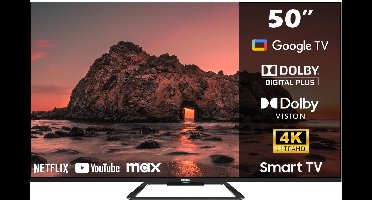 Horizon Smart TV 50 inch QLED - 4K ULTRA HD Televisie - XT Line - Google TV WiFi - Voice Assistant - Frameless Slim Design