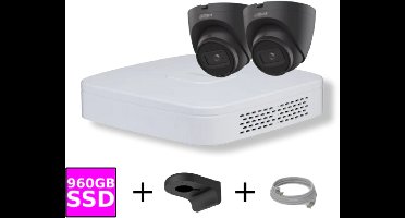 Dahua 4-kanaals NVR Set met 2x 4MP Zwarte WizSense Camera's en 960GB SSD