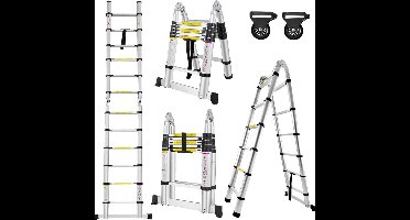 Telescoopladder - Vouwladder - Telescoopladder Aluminium - Zilver