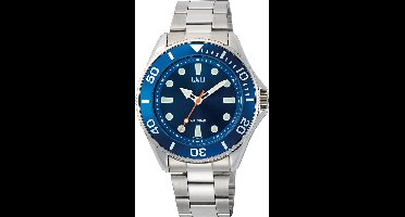 Q&Q C72A-002VY - Horloge - Polshorloge - Analoog - Heren - Mannen - Stalen band - Rond - Metaal - Stippen - Strepen - Zilverkleurig - DonkerBlauw - LichtGroen