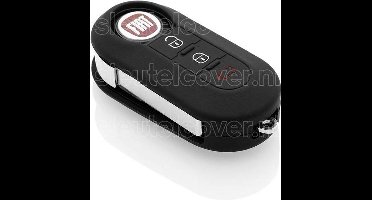 Autosleutel Hoesje geschikt voor Fiat - SleutelCover - Silicone Autosleutel Cover - Sleutelhoesje Zwart