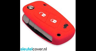 Autosleutel Hoesje geschikt voor Fiat - SleutelCover - Silicone Autosleutel Cover - Sleutelhoesje Rood