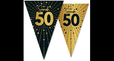 3x Vlaggenlijn Sarah zwart / goud 10 meter 2 zijdig bedrukt - Verjaardag Feestje Vlag Vlaggen Versiering Slinger Feestdecoratie Decoratie