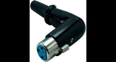 XLR 3-pins (v) haakse connector met rubberen trekontlasting / zwart