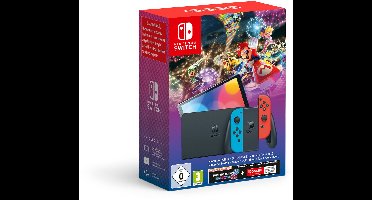 Nintendo Switch OLED - Mario Kart 8 Deluxe + 3 maanden Online Lidmaatschap Bundel - Blauw/Rood