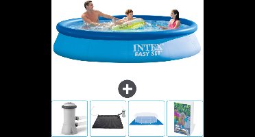 Intex Rond Opblaasbaar Easy Set Zwembad - 366 x 76 cm - Blauw - Inclusief Pomp Solar Mat - Grondzeil - Zwembadgids