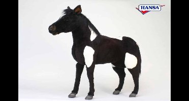 Knuffel Shetland Pony groot, zwart-wit, Hansa