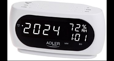 Adler AD 1186 - Wekker - Led - met thermometer - Wit
