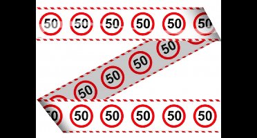 3x stuks markeerlint/Afzetlint 50 jaar versiering met stop bord - Feestarteikelen/versiering
