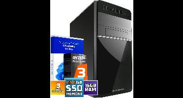 Office PC - Ryzen 3 - 256GB SSD - 16GB RAM - Radeon RX Vega 8 - WX28275 - Windows 11 - ScreenON - Allround Computer + WiFi & Bluetooth