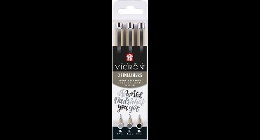 Fineliner sakura pigma micron 05 set zw gr 3 maten | 6 stuks