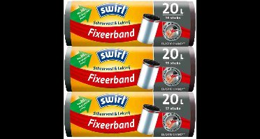 Swirl® Pedaalemmerzakken met elastische fixeerband 20ltr - ♻️ 80 % gerecycled materiaal - 3 rollen van 15 stuks