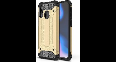 Ntech Hoesje Geschikt Voor Samsung Galaxy A40 Hybrid Armor Hoesje - Goud