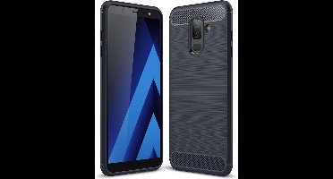 Ntech Soft Brushed TPU Hoesje Geschikt Voor Samsung Galaxy A6+ (2018) - Donker Blauw