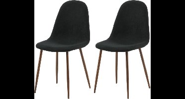 Venture-Home-Eetkamerstoelen-2-st-Polar-polyester-zwart-en-naturel