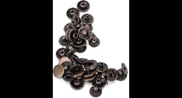 Set van 50 drukknopen van zuiver messing, 10 mm, 12,5 mm, 15 mm, metalen drukknopen, set drukknopen, leren klinknagels en drukknopen voor kleding, leer, jeans, jassen, armbanden, tassen (12,5