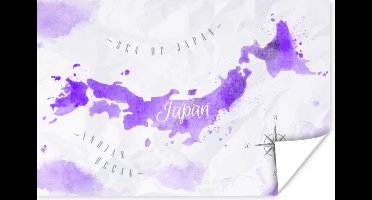 Poster Wereldkaarten - Japan - Paars - 30x20 cm