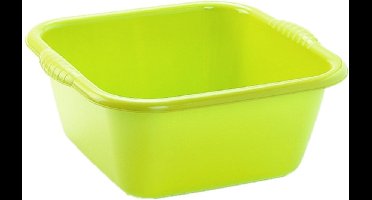 Plasticforte teiltje/afwasbak - vierkant - kunststof - 6 liter - 31 x 29 x 13 cm - Groen - Schoonmaken - klein formaat