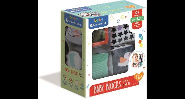 Clementoni - Baby - Zwarte en witte baby blokken - Zachte blokken met texturen en spiegel - vanaf 0 maanden