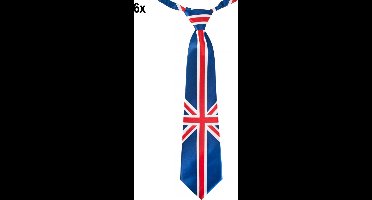 6x Stropdas Great Britain 42 cm - Union flag thema feest UK festival party