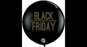 Megaballon 90 cm BLACK FRIDAY Zwart met opdruk Goud (helium)