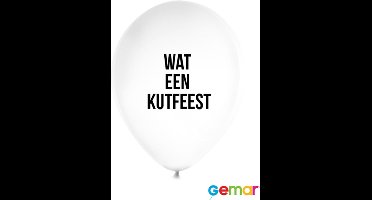 Ballonnen "Wat een Kutfeest" Wit met opdruk Zwart