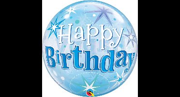 Happy Birthday bubbel ballon blauw