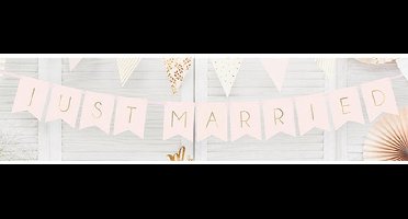 PartyDeco - Letterslinger Just Married licht roze