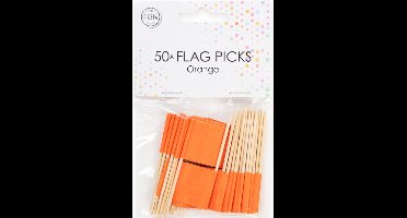 vlagprikker oranje 50stuks - sate prikkers - koningsdag - ek -  wk - halloween -