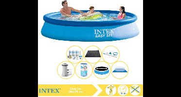 Intex Easy Set Zwembad - Opblaaszwembad - 366x76 cm - Inclusief Solarzeil Pro, Onderhoudspakket, Zwembadpomp, Filter, Grondzeil, Onderhoudsset en Solar Mat