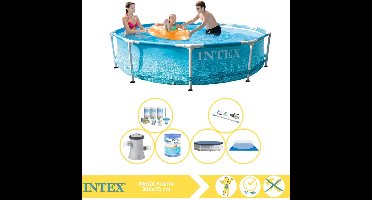 Intex Beachside Metal Frame Zwembad - Opzetzwembad - 305x76 cm - Inclusief Afdekzeil, Onderhoudspakket, Filter, Grondzeil en Stofzuiger