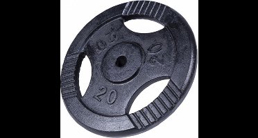 Gorilla Sports Gewicht- Halterschijf - 20 kg - Gripper Gietijzer zwart - 30 mm