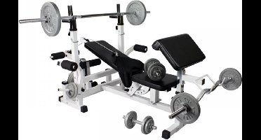 Gorilla Sports Universele Halterbank + 108 kg Halterset - Gietijzer