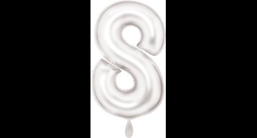 Folieballon 86cm cijfer 8 Silk White
