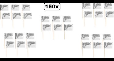 150x Cocktailprikker metallic zilver - Festival thema feest silver party food hapjes huwelijk gala bruiloft glitter and glamour