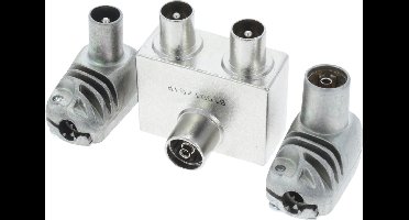 Q-Link coax splitter tv 2 male/female haaks kabelkeur