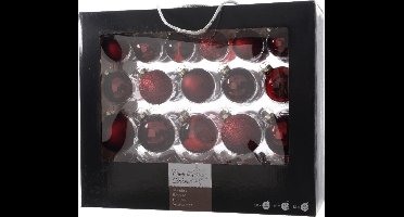 Decoris - Kerstballenset - Glas - Ossenbloed - 42 stuks