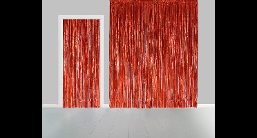 Folie gordijn metallic 2,4 meter x 1 meter oranje - festival themafeest huwelijk gala disco glitter and glamour wanddeco