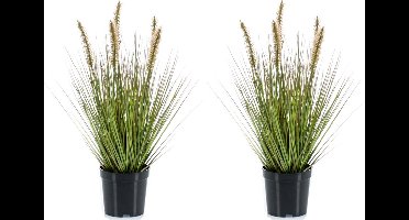 Set van 2x stuks kunstplanten groen gras sprieten 45 cm - Grasplanten/kunstplanten voor binnen gebruik