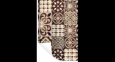 Muurstickers - Sticker Folie - Retro - Patronen - Bruin - Bloemen - Abstract - 20x30 cm - Plakfolie - Muurstickers Kinderkamer - Zelfklevend Behang - Zelfklevend behangpapier - Stickerfolie