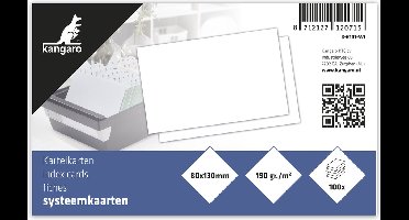 Kangaro systeemkaart - 80x130mm - blanco - 190 grams - pak a 100 vel - K-6101-WI