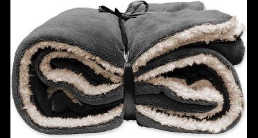 Unique Living - Pluche plaid/deken Lars - antraciet grijs - polyester - 150 x 200 cm