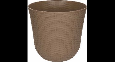 PlasticForte Bloempot - taupe - D25 x H23 cm - rotan kunststof - plantenpot