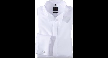 OLYMP Level 5 body fit overhemd - mouwlengte 7 - smoking overhemd - wit met wing kraag - Strijkvriendelijk - Boordmaat: 37