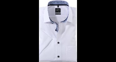 OLYMP Luxor modern fit overhemd - korte mouw - wit (blauw contrast) - Strijkvrij - Boordmaat: 48