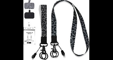 2 Stuks Nek en Pols Lanyard Sleutelhanger Keycord met Badgehouder - Universeel Telefoonkoord/Telefoonketting - Pashouder/Kaarthouder met Keykoord - Houder voor Kaart/Sleutels - Telefoon/GSM Koord - Sleutelkoord -Transparant ID Pashouder Ketting