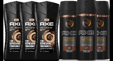 AXE Dark Temptation 3x Deo 150ml & 3x Douchegel 250ml MIX