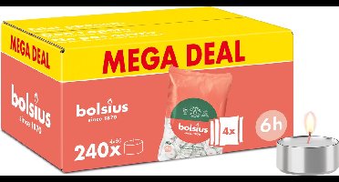 Bolsius - Grootverpakking Waxinelichtjes - 240 Stuks - Theelichtjes - Wit - 6 branduren - Duurzamere Theelichten