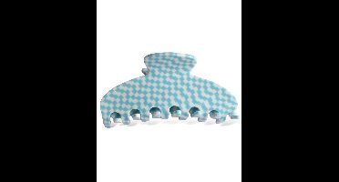 Made somewhere - haarclip - blauw - checkered - dik en dun haar